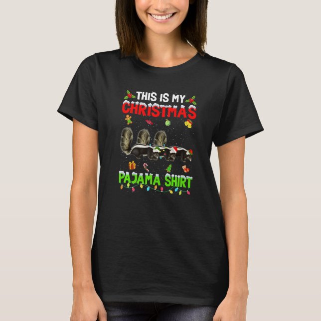 This Is My Christmas Pajama Xmas Skunk Squad T Shirt (Framsida)