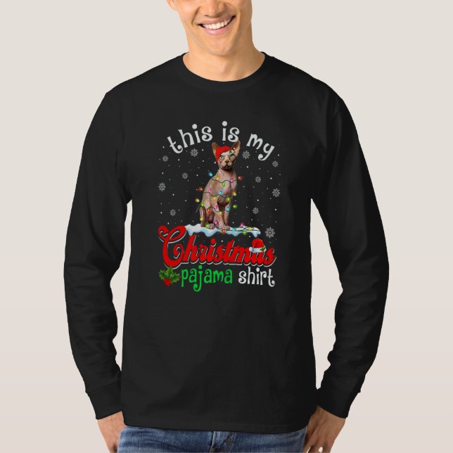This Is My Christmas Pajama Xmas Sphynx Cat Tree T Shirt (Framsida)