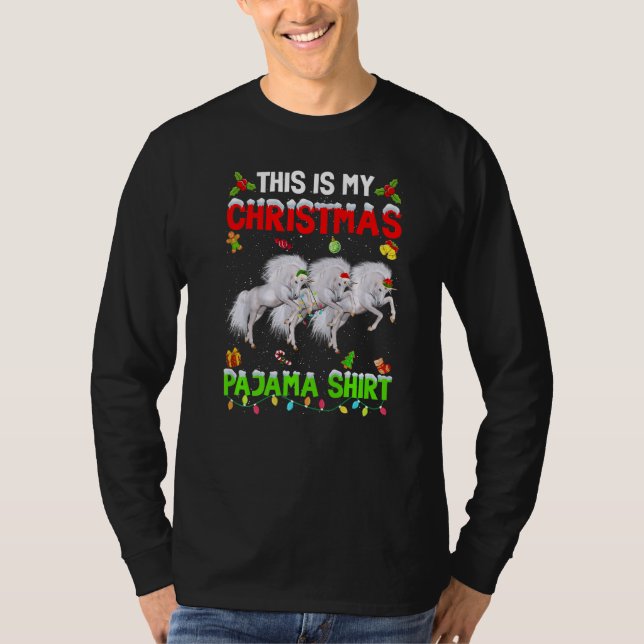 This Is My Christmas Pajama Xmas Unicorn Squad T Shirt (Framsida)