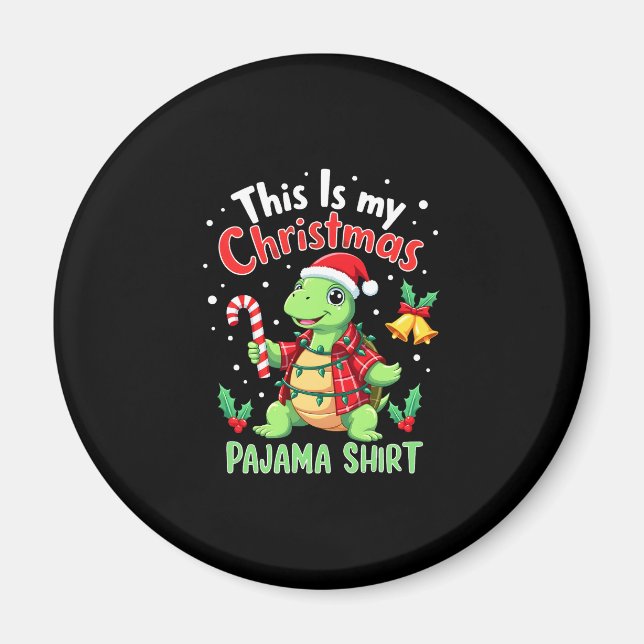 This Is My Christmas Turtle Pajama Shirt Buffalo P Magnet (Framsidan)