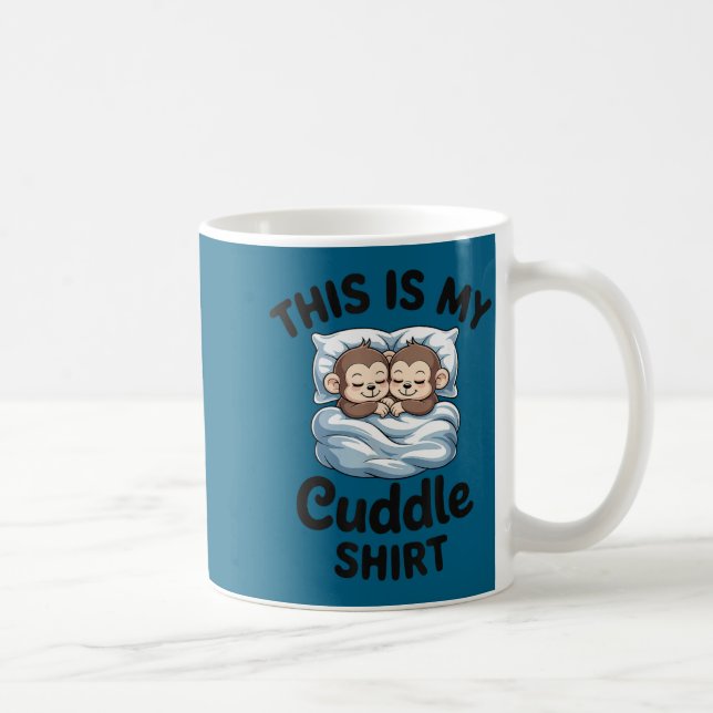 This Is My Cuddle Shirt Cute Monkey Couple  Kaffemugg (Höger)