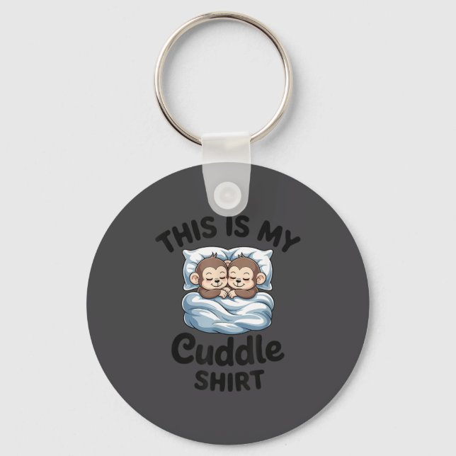 This Is My Cuddle Shirt Cute Monkey Couple  Nyckelring (Framsida)