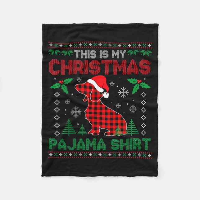 This Is My Dachshund Dog Red Plaid Christmas Ugly  Fleecefilt (Framsidan)