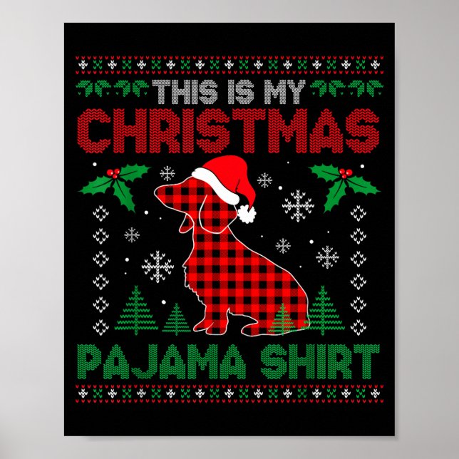 This Is My Dachshund Dog Red Plaid Christmas Ugly  Poster (Framsidan)