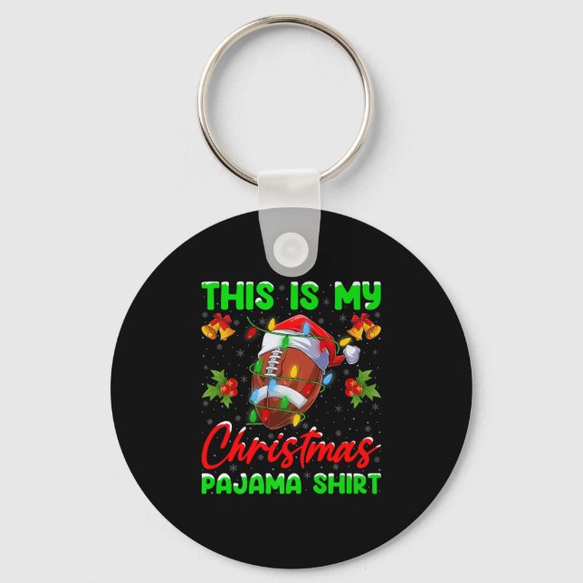 This Is My Football Christmas Pajamas Funny Footba Nyckelring (Framsida)