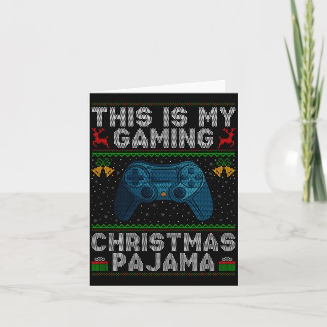 This Is My Gaming Christmas Pajamas Ugly Xmas Swea Kort (Framsida)