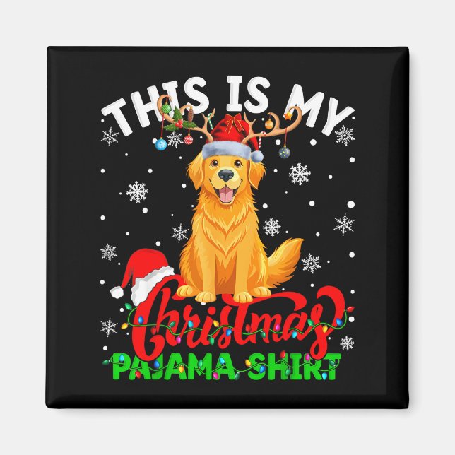 This Is My Golden Retriever Ugly Christmas Pajama  Magnet (Framsidan)