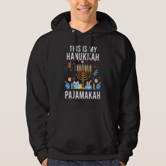This Is My Hanukkah Pajamakah Channukah Christmas  Hoodie (Framsida)