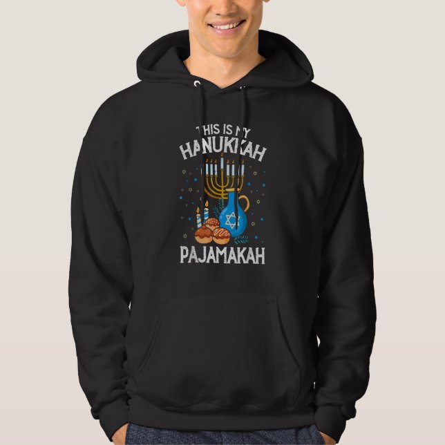 This Is My Hanukkah Pajamakah Chanukah Pajama Hoodie (Framsida)