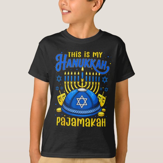 This Is My Hanukkah Pajamakah For Jewish Christmas T Shirt (Framsida)