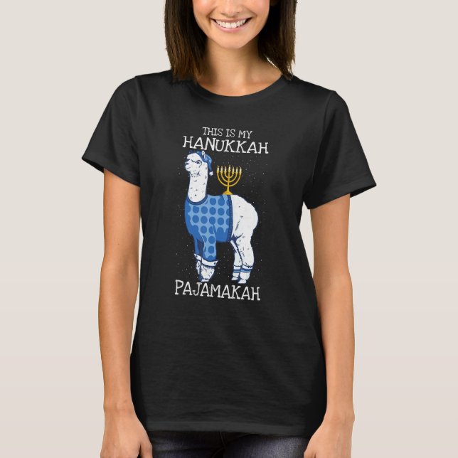This is My Hanukkah Pajamakah Llama Menorah  Pajam T Shirt (Framsida)