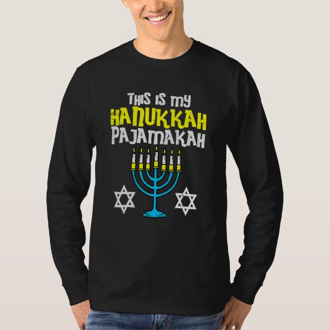 This Is My Hanukkah Pajamakah Menorah Chanukah Jew T Shirt (Framsida)