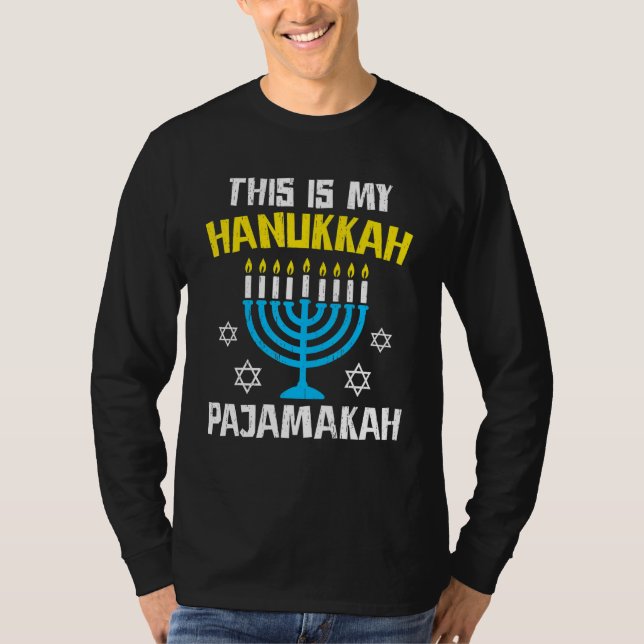 This Is My Hanukkah Pajamakah Menorah Chanukah Paj T Shirt (Framsida)