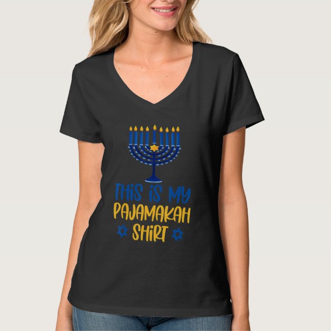 This Is My Hanukkah Pajamakah Menorah Chanukah Paj T Shirt (Framsida)