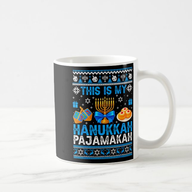 This Is My Hanukkah Pajamakah Ugly Chanukah Jewish Kaffemugg (Höger)