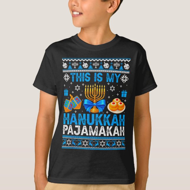 This Is My Hanukkah Pajamakah Ugly Chanukah Jewish T Shirt (Framsida)