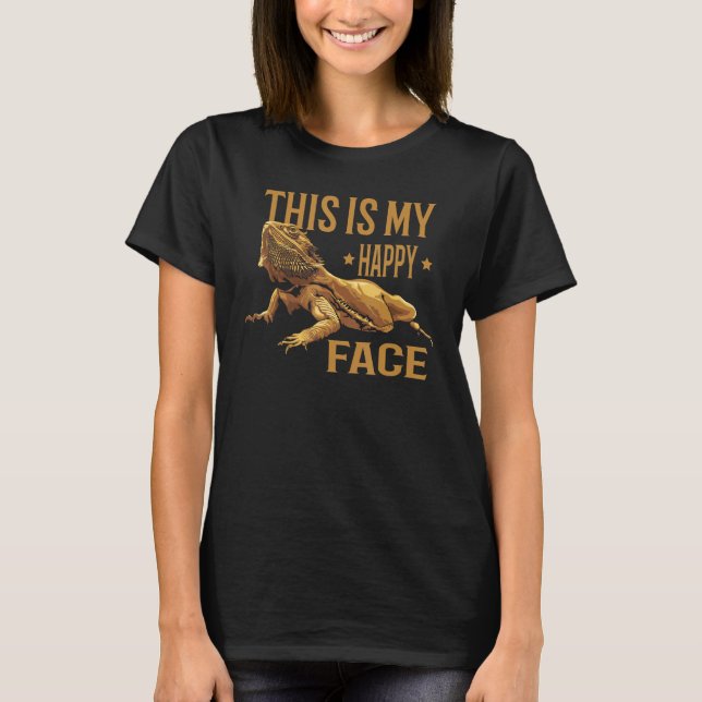 This Is My Happy Bearded Dragon Face  Lizard Repti T Shirt (Framsida)