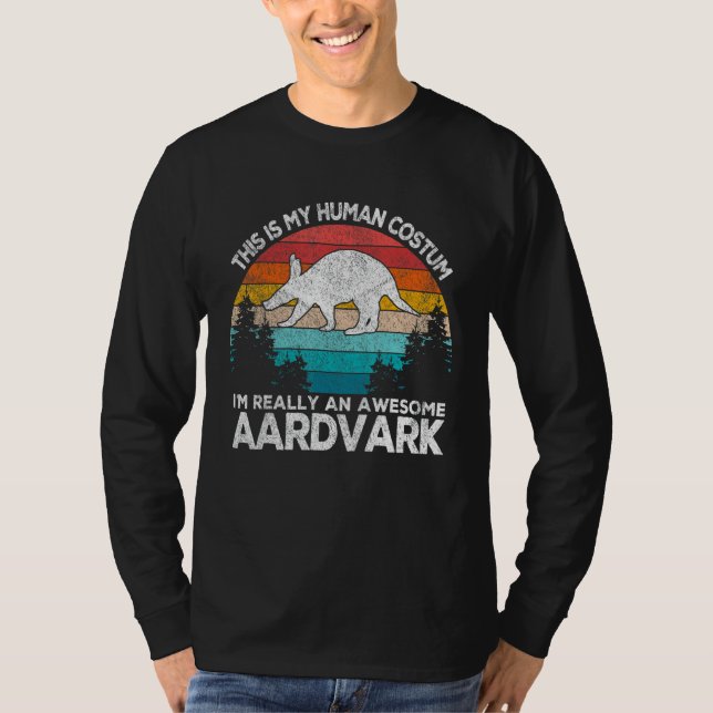 This Is My Human Costum Retro Aardvark  Aardvark T Shirt (Framsida)
