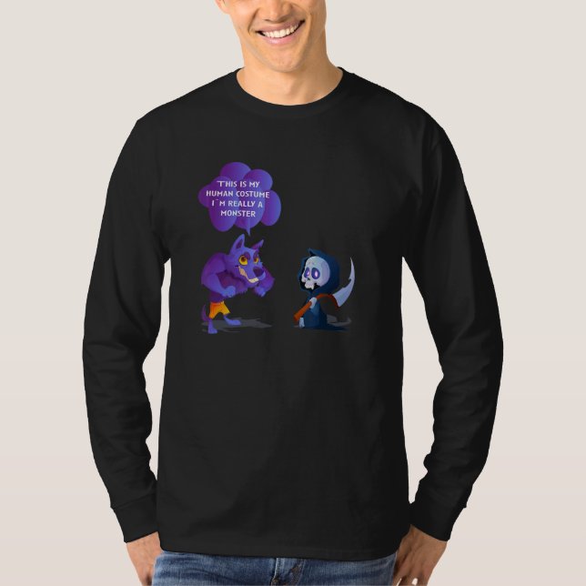 This Is My Human Costume I`m Really A Monster T Shirt (Framsida)