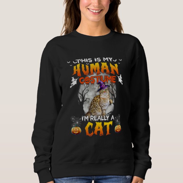 This Is My Human Costume I'm Really A Cat Hallowee T Shirt (Framsida)