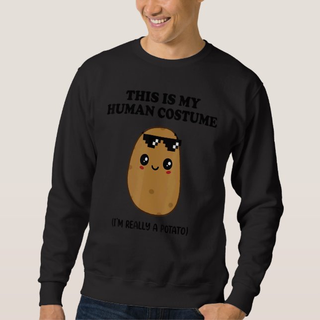 This is My Human Costume I'm Really a Potato Hallo Lång Ärmad Tröja (Framsida)