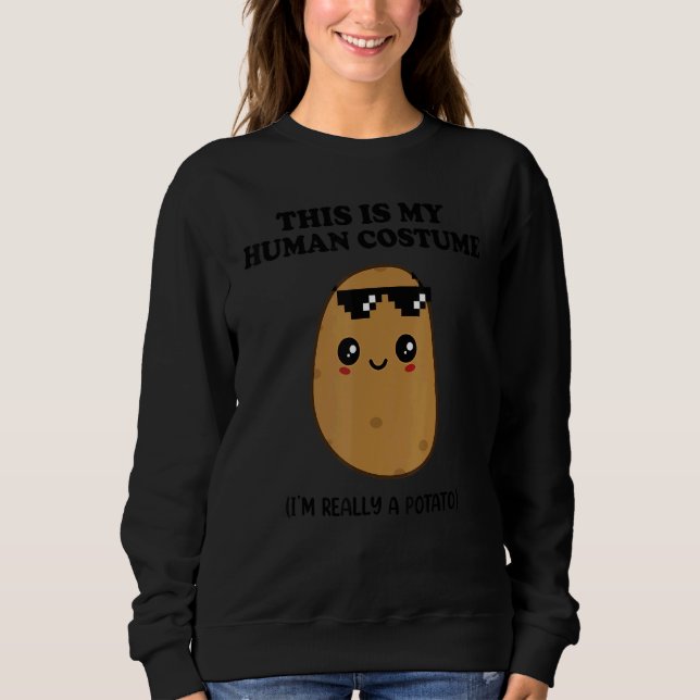 This is My Human Costume I'm Really a Potato Hallo T Shirt (Framsida)