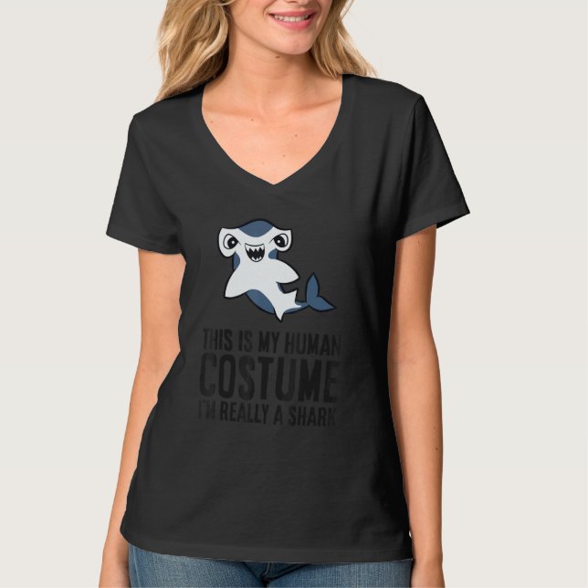 This Is My Human Costume I'm Really A Shark Hammer T Shirt (Framsida)