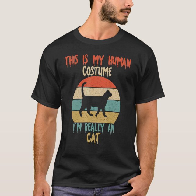 This Is My Human Costume I'm Really An Cat Hallowe T Shirt (Framsida)