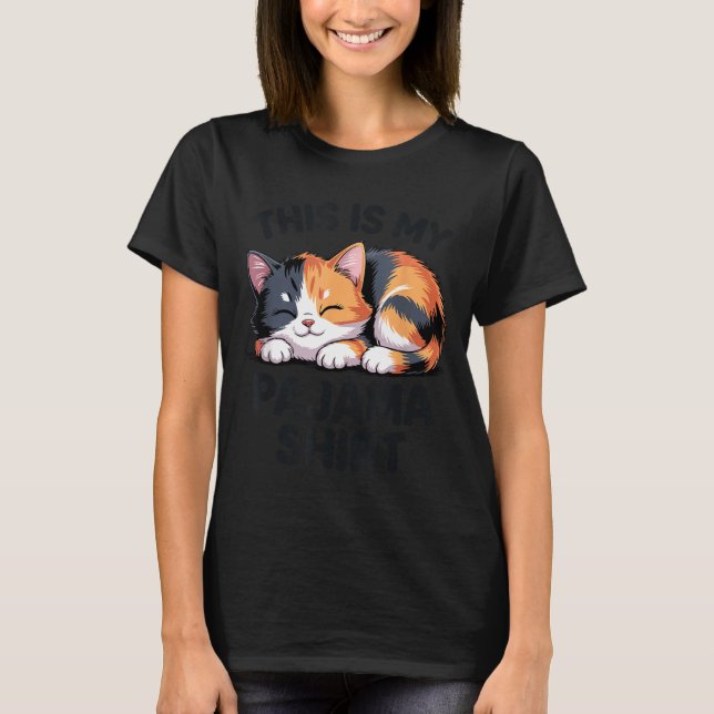 This Is My Pajama Funny Calico Cat  T Shirt (Framsida)