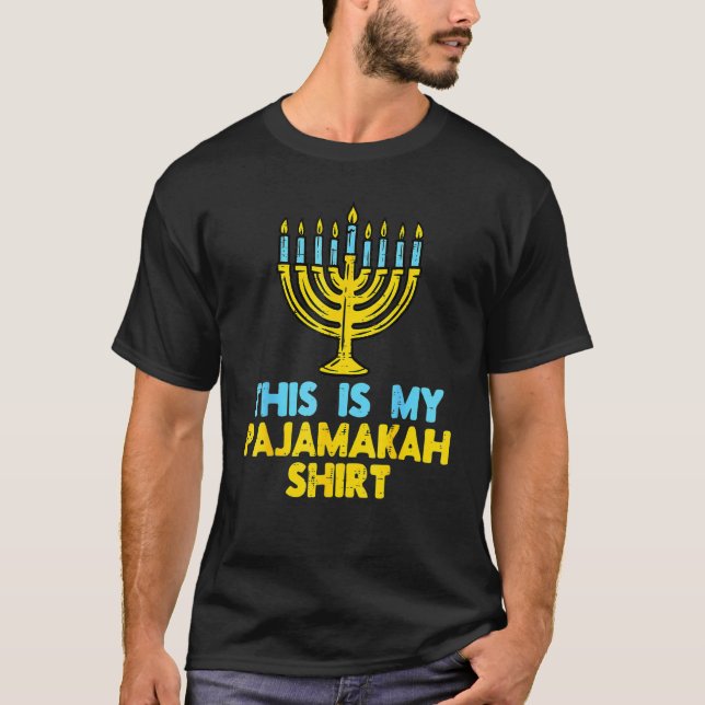This Is My Pajamakah  Menorah Hanukkah Pajamas Cha T Shirt (Framsida)