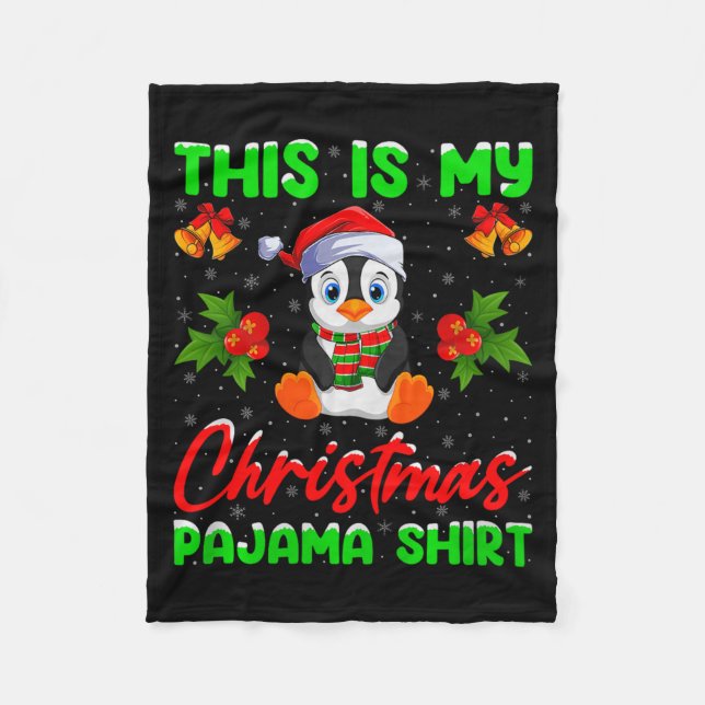This Is My Penguin Christmas Pajamas Funny Penguin Fleecefilt (Framsidan)