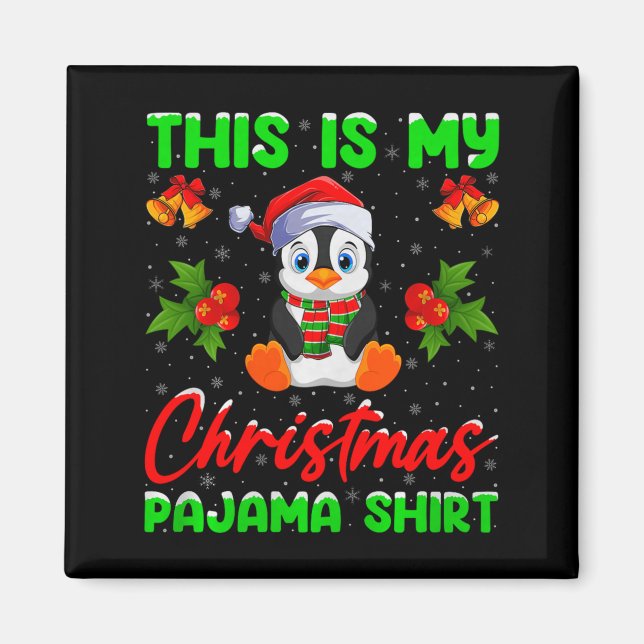 This Is My Penguin Christmas Pajamas Funny Penguin Magnet (Framsidan)