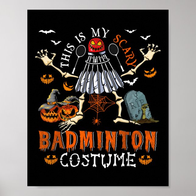 This Is My Scary Badminton Costume Halloween Skele Poster (Framsidan)