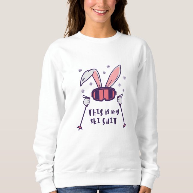 This is my Ski Suit Skiing Rabbit with ski poles T Shirt (Framsida)