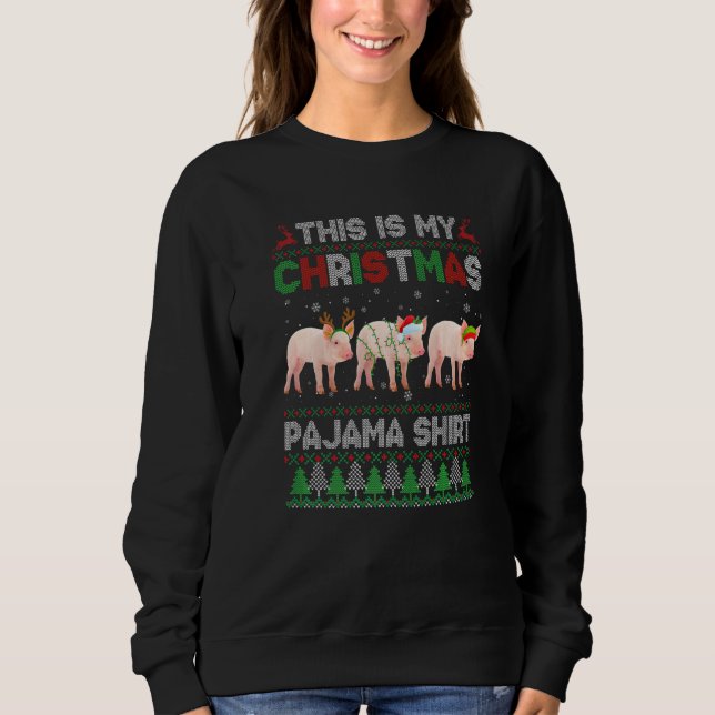 This Is My Ugly Christmas Pajama Pig Animals T Shirt (Framsida)