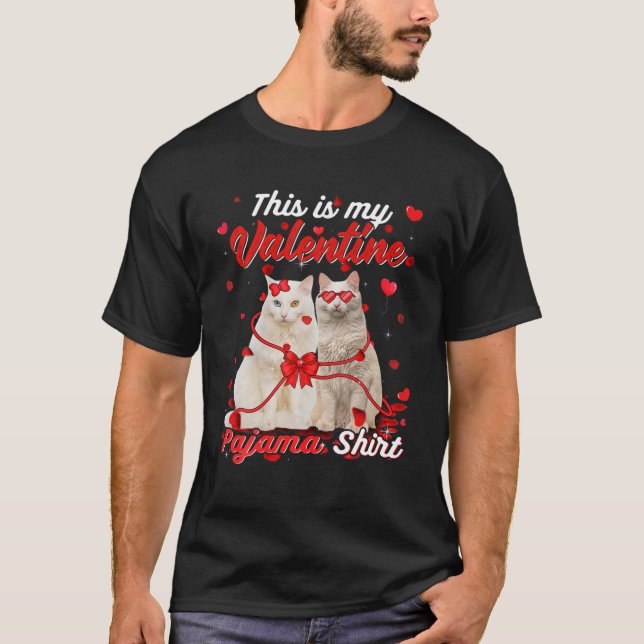 This Is My Valentine Pajama Turkish Angora Cat T Shirt (Framsida)