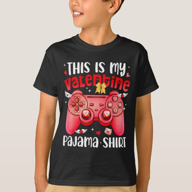 This Is My Valentine Pajama Video Games Gamer Boy  T Shirt (Framsida)