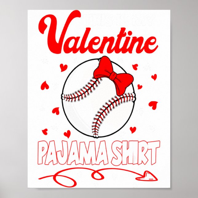 This Is My Valentines Baseball Pajama For Kids Boy Poster (Framsidan)