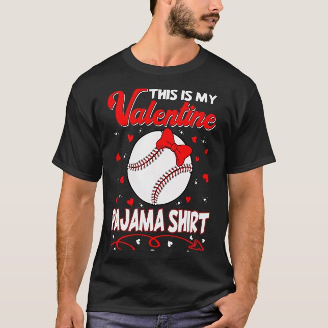 This Is My Valentines Baseball Pajama For Kids Boy T Shirt (Framsida)