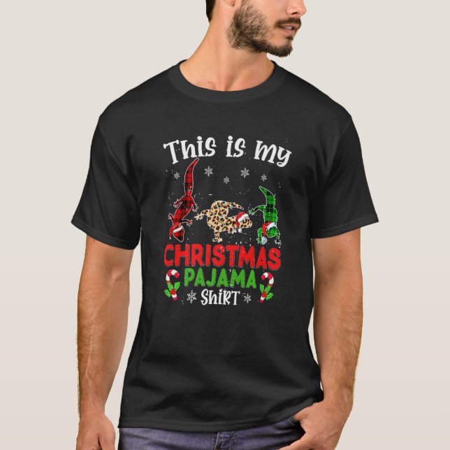 This Is My Xmas Pajama Leopard Gecko Animals Leopa T Shirt (Framsida)