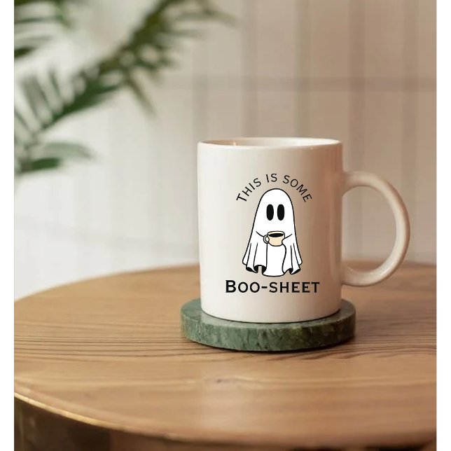This is some boo-sheet ghost boo with coffee kaffemugg (Skapare uppladdad)