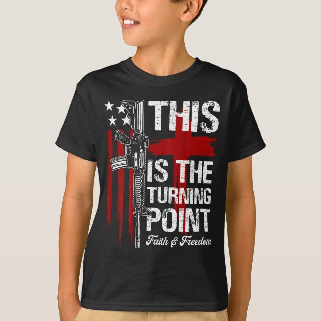 This Is The Turning Int Faith Cross Us Flag Patrio T Shirt (Framsida)