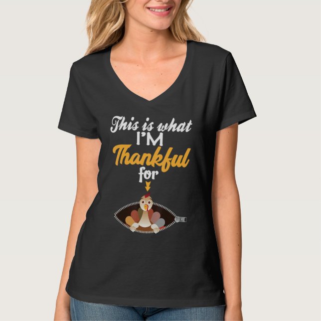 This Is What I'm Thankful For Pregnancy Announceme T Shirt (Framsida)