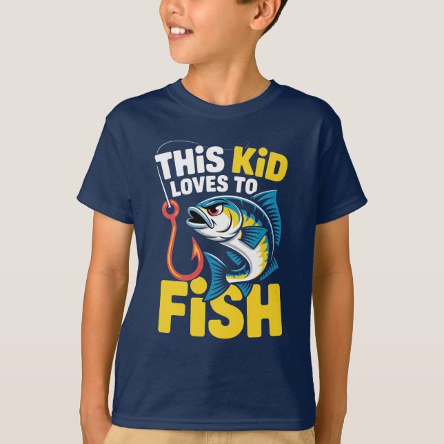 This Kid Loves to Fish Fishing Children Fisherman T Shirt (Framsida)