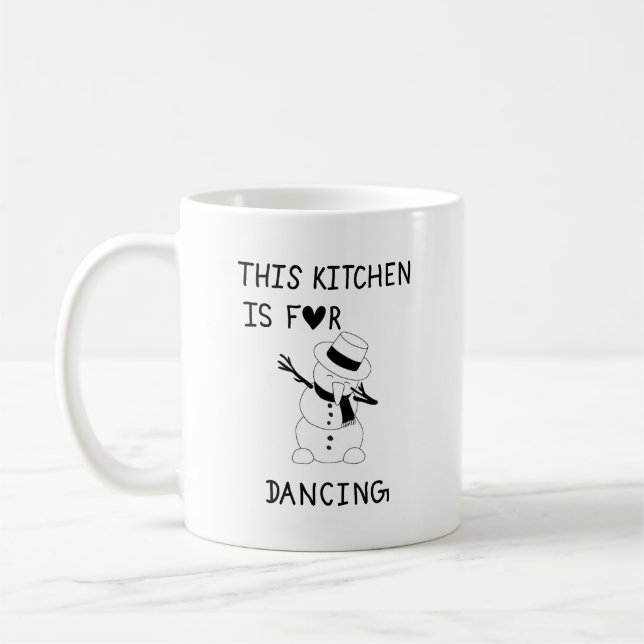 This Kitchen is for dancing snowman Kaffemugg (Vänster)