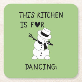 This Kitchen is for dancing snowman Underlägg Papper Kvadrat