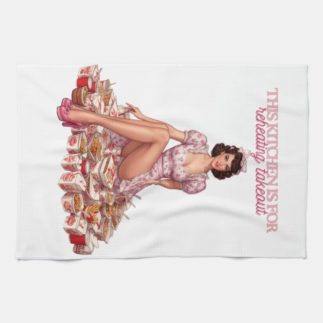 This Kitchen Is for Reheating Takeout Illustration Kökshandduk (Horisontell)