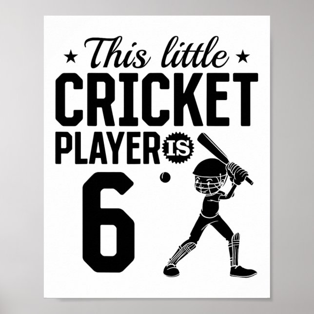 This Little Cricket Player Is 6 Years Old - 6th Bi Poster (Framsidan)
