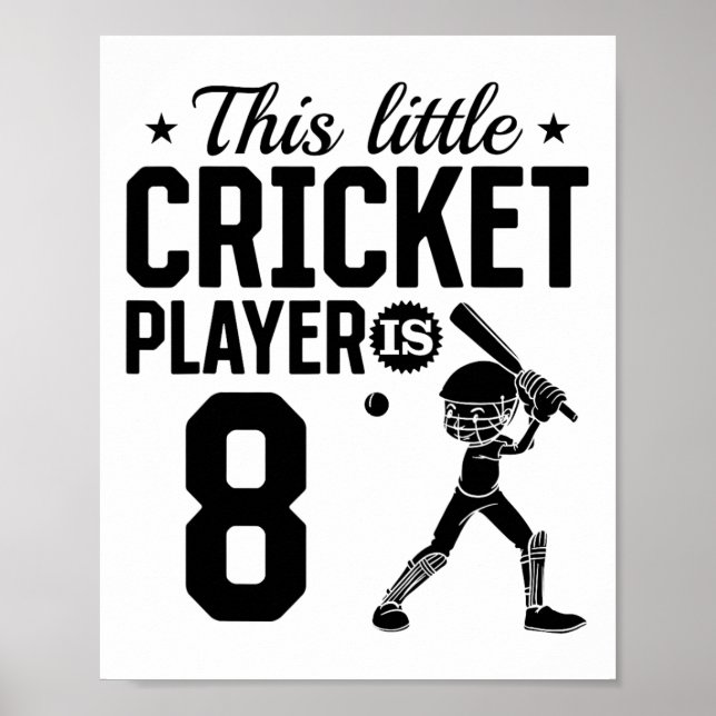 This Little Cricket Player Is 8 Years Old - 8th Bi Poster (Framsidan)