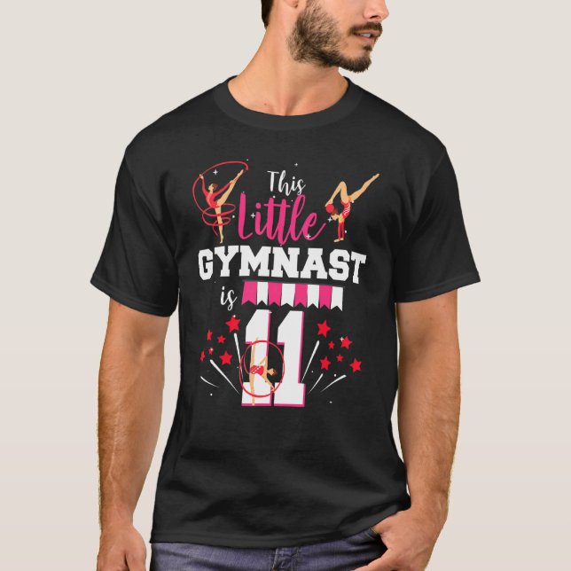 This Little Gymnast Is 11 Year Old Birthday Gymnas T Shirt (Framsida)